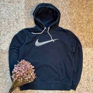 Vintage Nike Faded Black Hoodie Big Center Swoosh Mens Size M